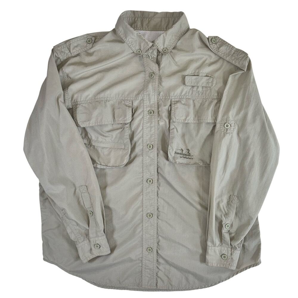 Cabela’s Guidewear olive/tan vented fishing long sleeve shirt - Medium - Regular